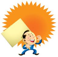 Orange message board business man