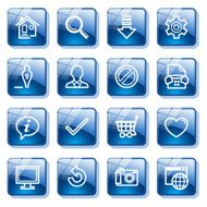 Basic web icons Blue glass buttons series N2