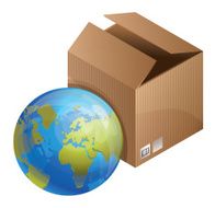 vector world delivery concept - globe and box