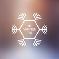 Big Winter Sale Vector Retro Badge with Blurred Background