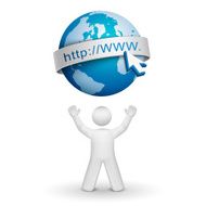 3d person looking up at an internet model