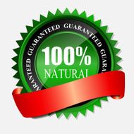 100 natural green label isolated on gray vector illustration N3