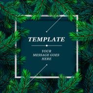 Christmas frame template with fir branch
