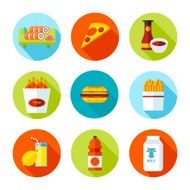 Set of flat grocery and food icons