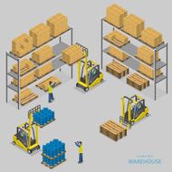 Warehouse loading isometric vector illustration