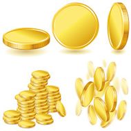 Collection illustrations icons of gold coins