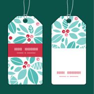 Vector christmas holly berries vertical stripe frame pattern tags set