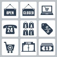 Vector isolated shopping icons set