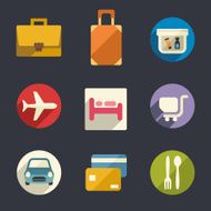 Airport and airlines services flat icons