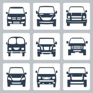 Vector van icons set front view