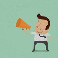 Business man cheer with a megaphone