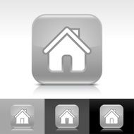Gray icon house sign glossy rounded square web internet button