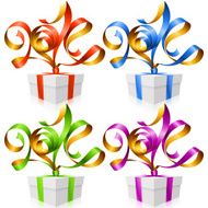 Vector ribbons in the shape of 2014 and gift box