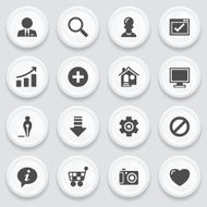 Black web icons on white buttons
