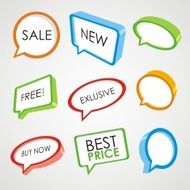 Sale speech bubbles in 3d