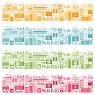 Set of seamless borders with gifts and sale text