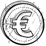 Euro currency symbol on coin sketch N2