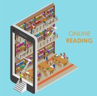 Online Reading Conceptual Isometric Illustration N2