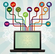 laptop with icons