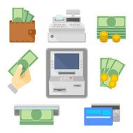 Currency flat icons set