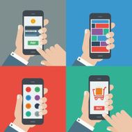mobile shopping payment responsive flat design