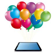 Balloons holding a tablet pc N3