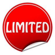 limited round red sticker on white background