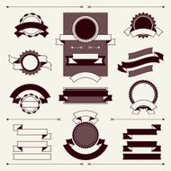 Collection of labels and ribbons in retro vintage style N3