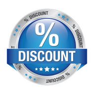 percent discount blue silver button