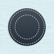 Circle blank leather label retro vintage style wood texture background