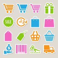Shopping sticker icons set N2