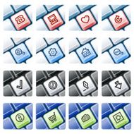 Basic web icons on computer keyboard