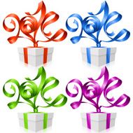 Vector ribbons in the shape of 2014 and gift box N2