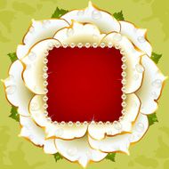 Vector floral background White rose wedding frame with pearl necklace