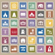 Buildings city icon Sticker set