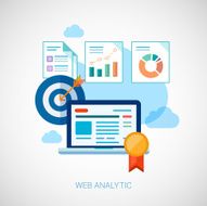 Marketing online analytic and optimization concept symbols