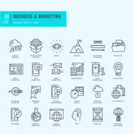 Thin line icons set Icons for business marketing e-commerce