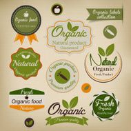 Retro styled Organic Food labels Vector