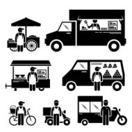 Mobile Food Vehicles Truck Van Pictogram