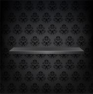 Black shelf on the dark wallpaper