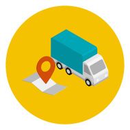 Delivery car with route map