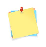 Vector Yellow red blue stickers and red pin