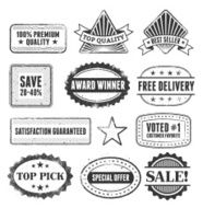 Best Sale Shopping Black &amp; White Grunge Badge Set