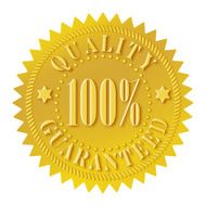 Quality 100 percent guaranteed seal isolated on white
