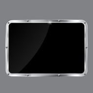Empty glass frame on metal background with lights Vector illustration N3
