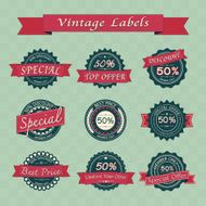 Collection of vintage retro sale labels