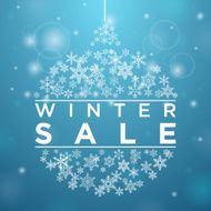 Winter sale in form a ball of snowflakes