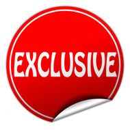 EXCLUSIVE round red sticker on white background