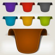Set of multicolored leather tag labels