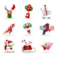 Set of christmas icons about delivery and shopping